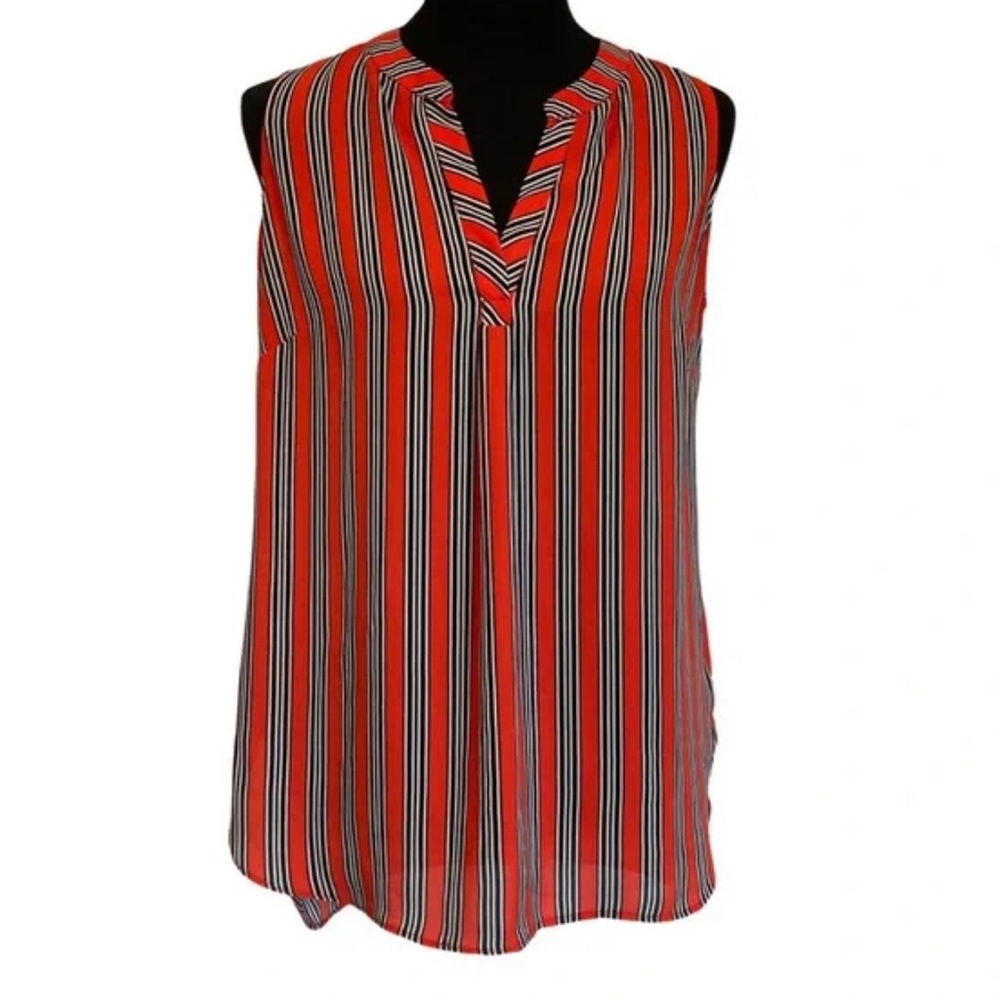 Rose + Olive Red Striped Sleeveless Blouse – Size S